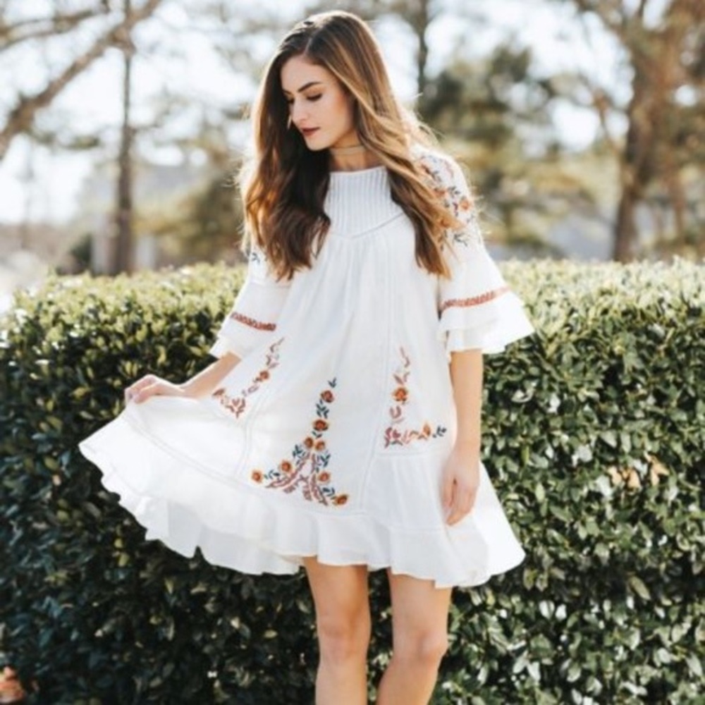 Free People Embroidered Ivory Pavlo Dress